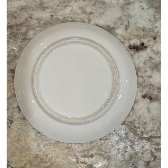 Vintage Hand Painted Floral Porcelain Saucer Purple Yellow  Gold Trim 5.5in B6.a - Picture 2 of 3